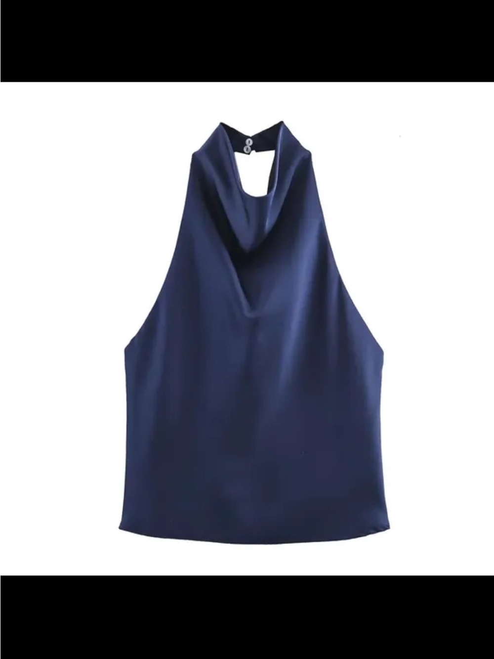 Zara Navy Halter Cowl Neck Camisole